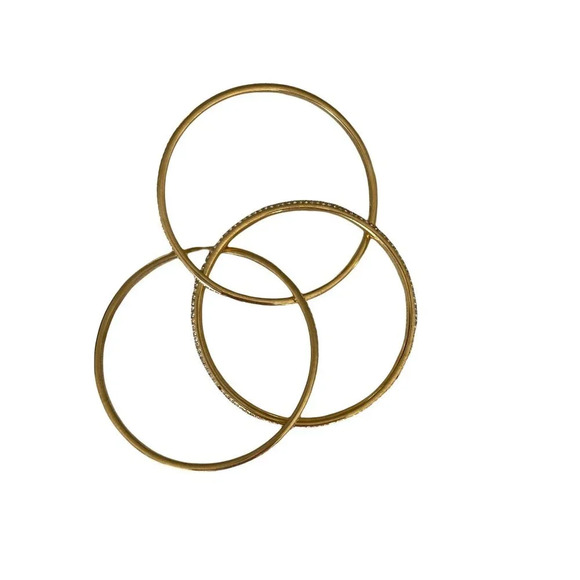 Pave Cubic Zirconia Gold Tone Bangles - Picture 3 of 6